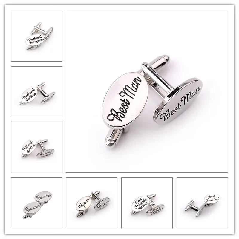 13 Style Men's Fashion Silver Oval Wedding Jewelry Cufflinks Groom/Best Man/Best Friend French Shirt Cuff Links High Quality