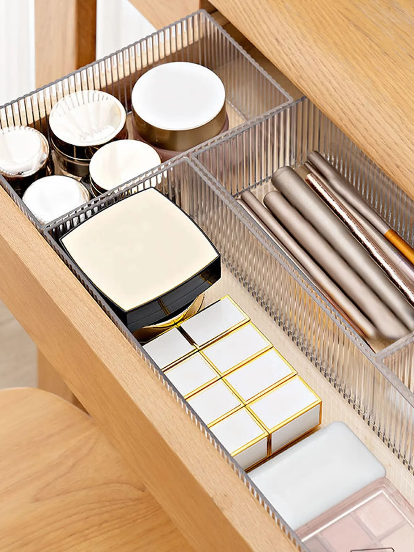 1pc Drawer Storage Box, Clear Household Make Up Storage Box, Skin Care Cosmetic Display Case, Beauty Skincare Product Organizer