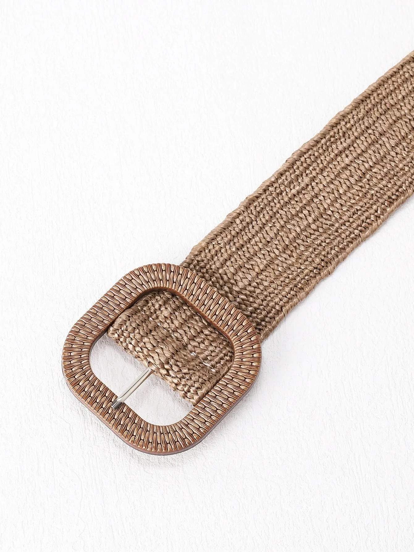 1pc Square Buckle Straw Belt Boho SD