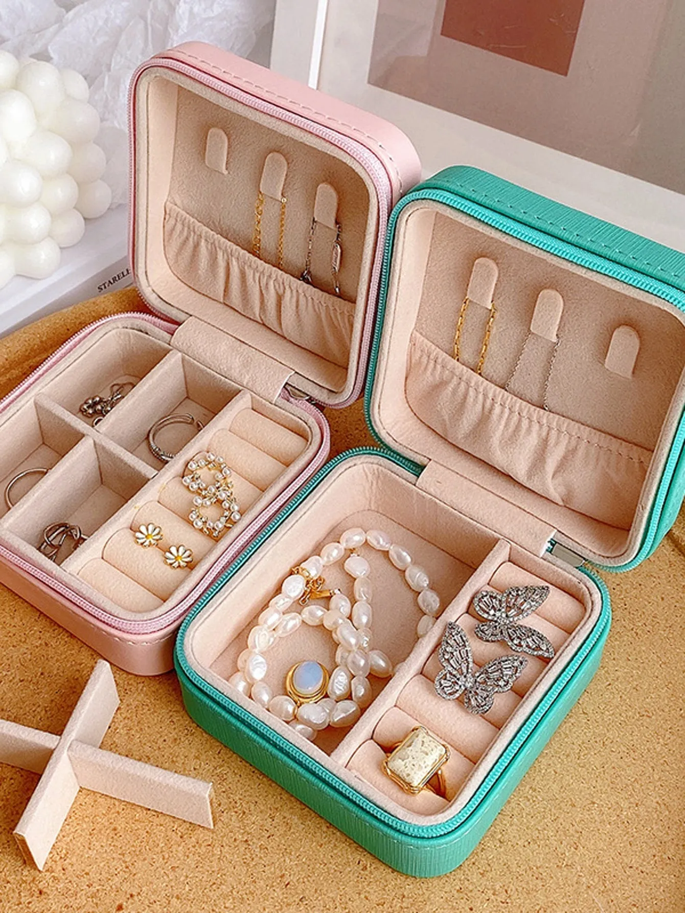 1pc Square Jewelry Storage Box, Minimalist Multi-grid Portable Earrings Storage Box For Travel