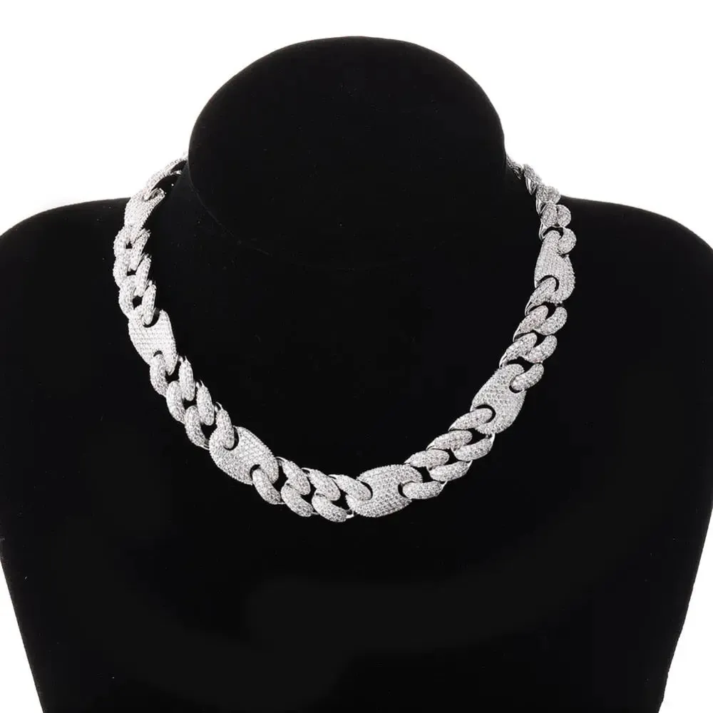 20mm Miami Cuban G-Link Chain in White Gold