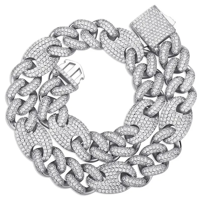 20mm Miami Cuban G-Link Chain in White Gold