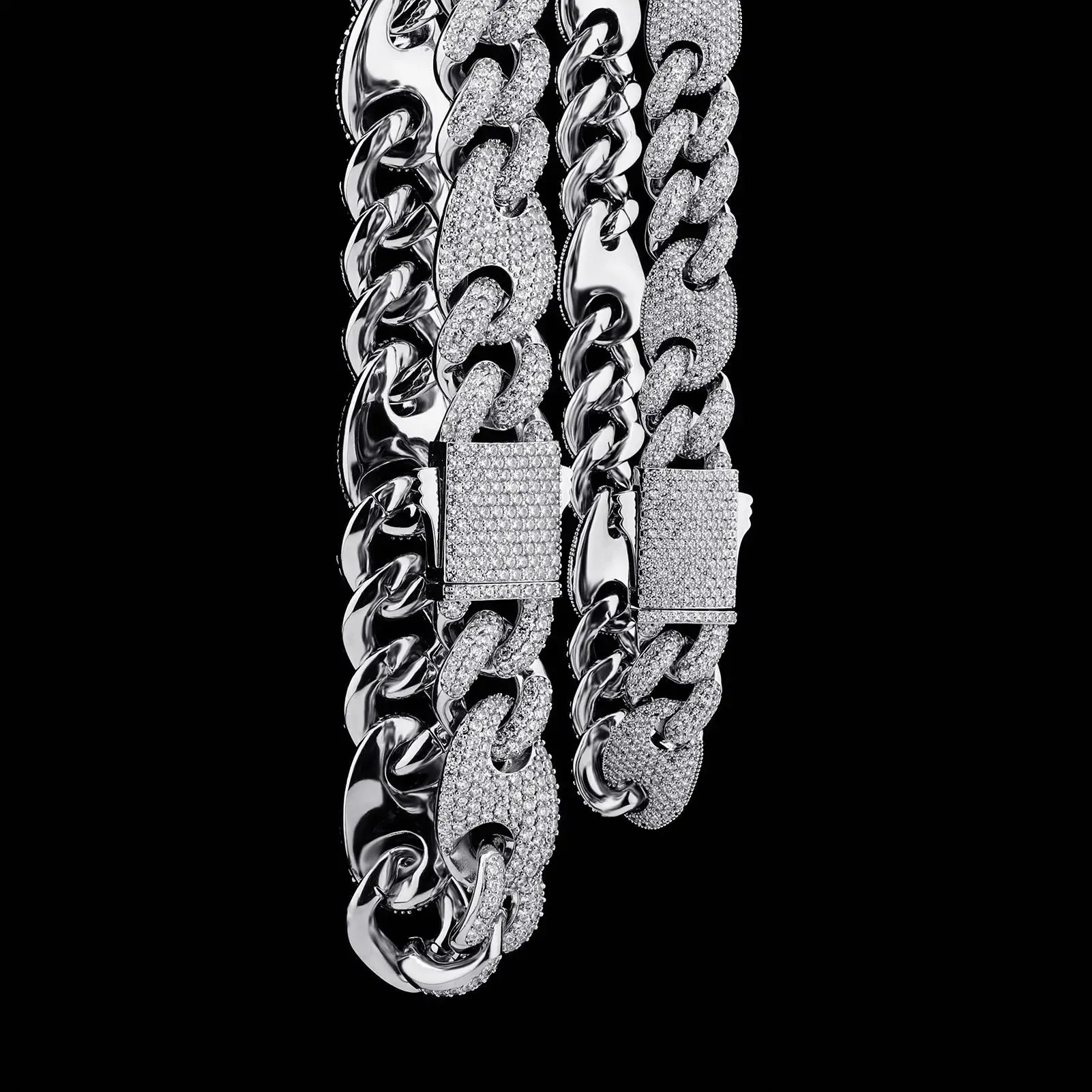 20mm Miami Cuban G-Link Chain in White Gold