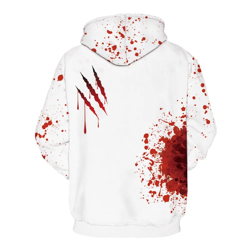 3D Print Wound Horror Blood Hoodies Sweatshirts Women Men I'M FINE Letter Hoodie Jumper Tracksuit Pullover Cosplay Women Tops