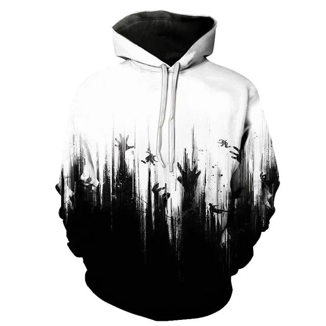 3D Print Wound Horror Blood Hoodies Sweatshirts Women Men I'M FINE Letter Hoodie Jumper Tracksuit Pullover Cosplay Women Tops