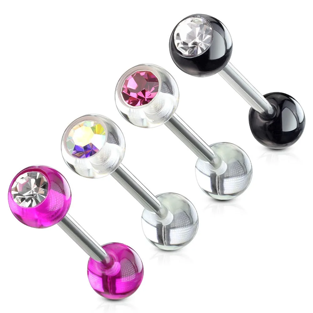 4 Pcs Value Pack of Assorted Color WildKlass Barbells with Acrylic Gem Ball