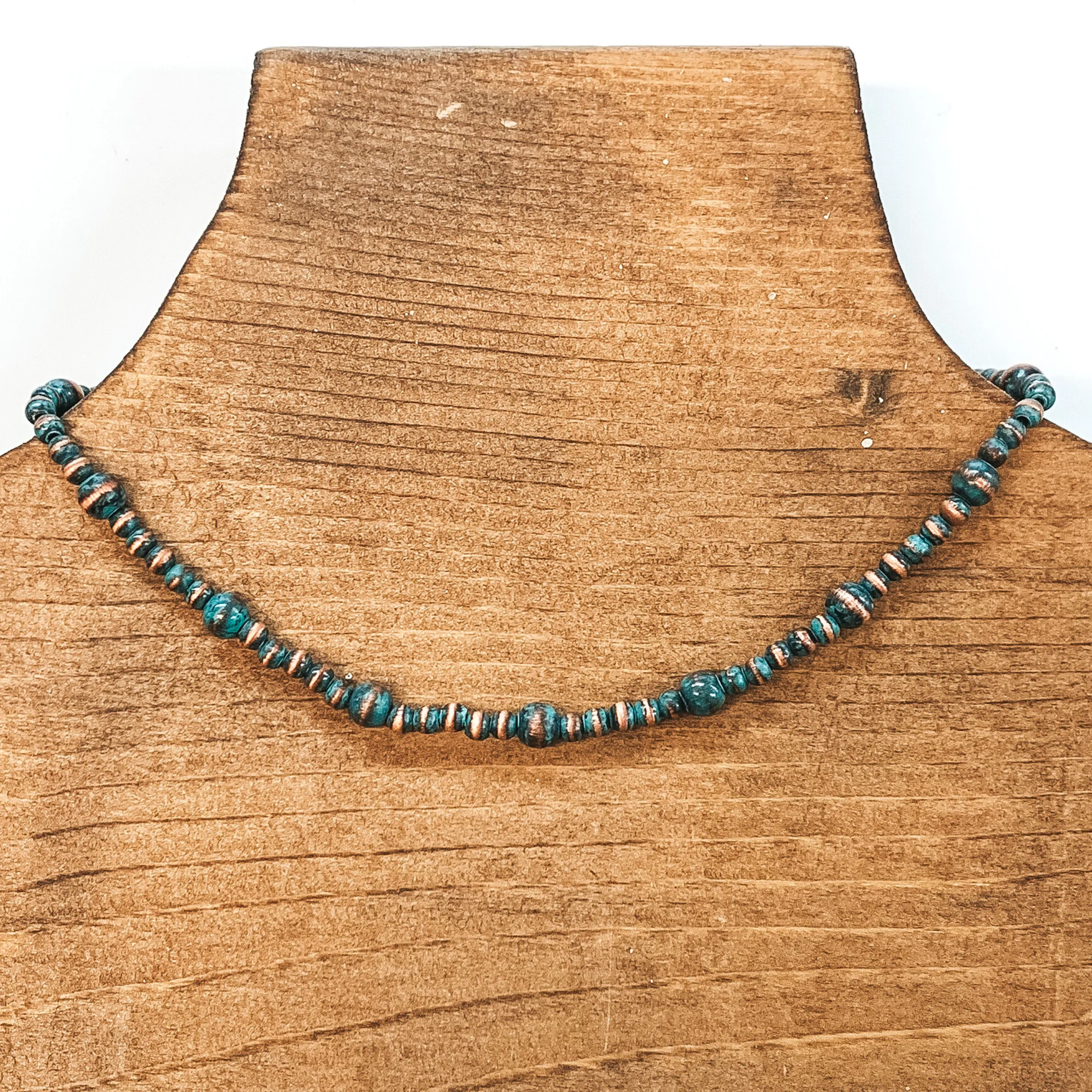 4mm Faux Navajo Pearl Necklace with 6mm Spacers in Patina Tone