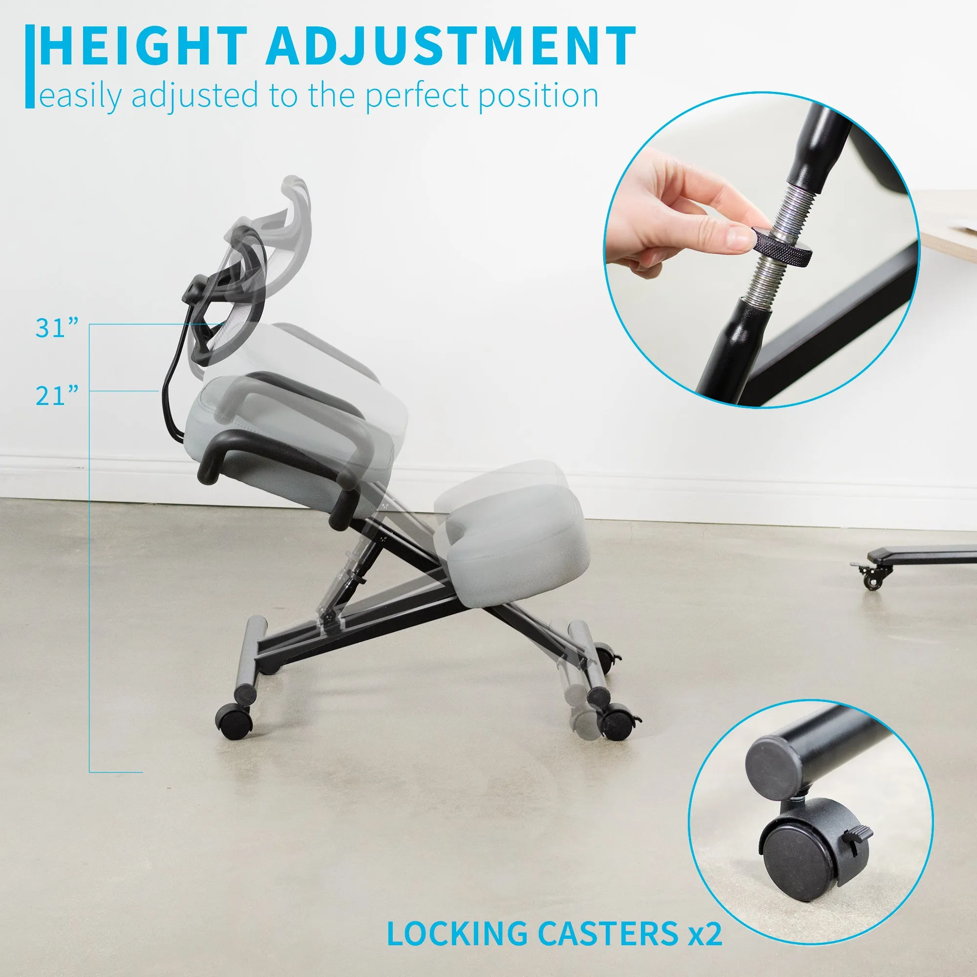 Adjustable Ergonomic Kneeling Chair with Back Support