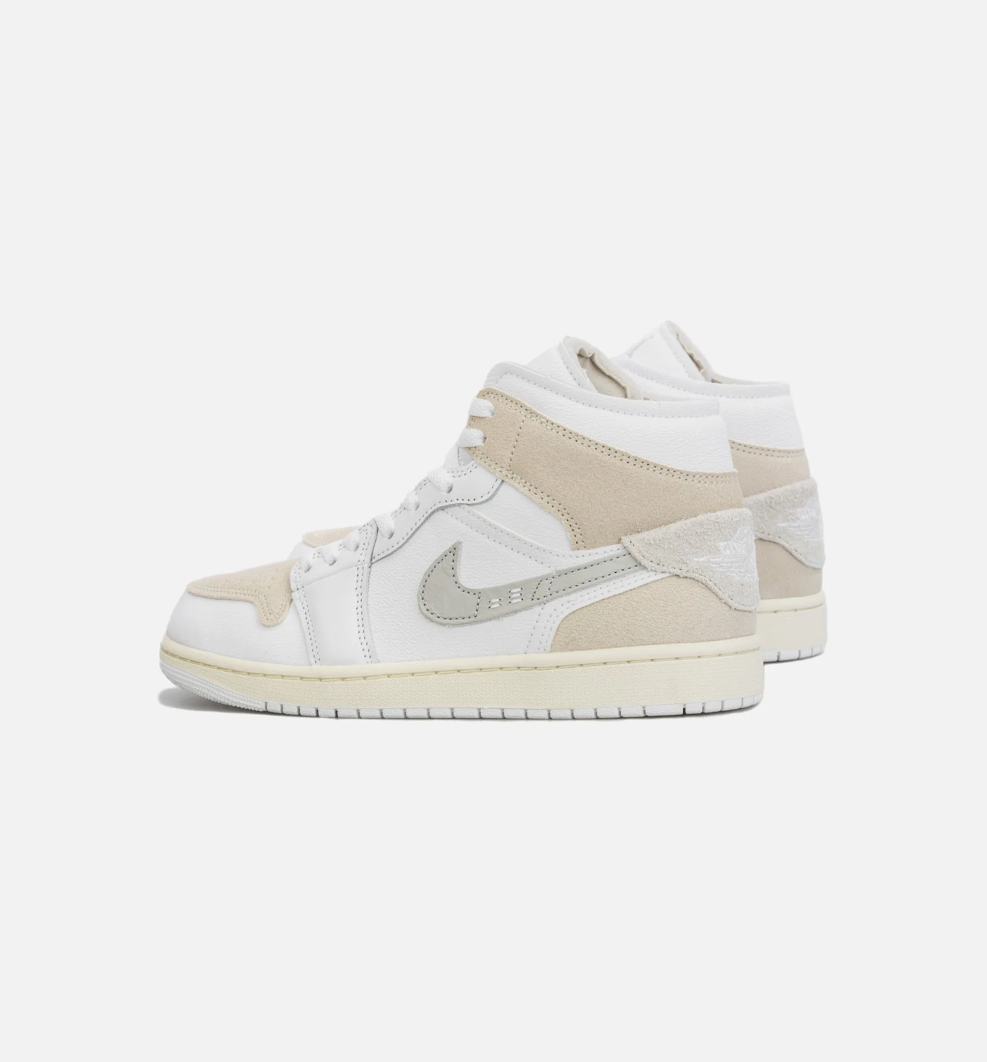 Air Jordan 1 Retro Mid SE Craft Mens Lifestyle Shoe - White/Grey/Beige