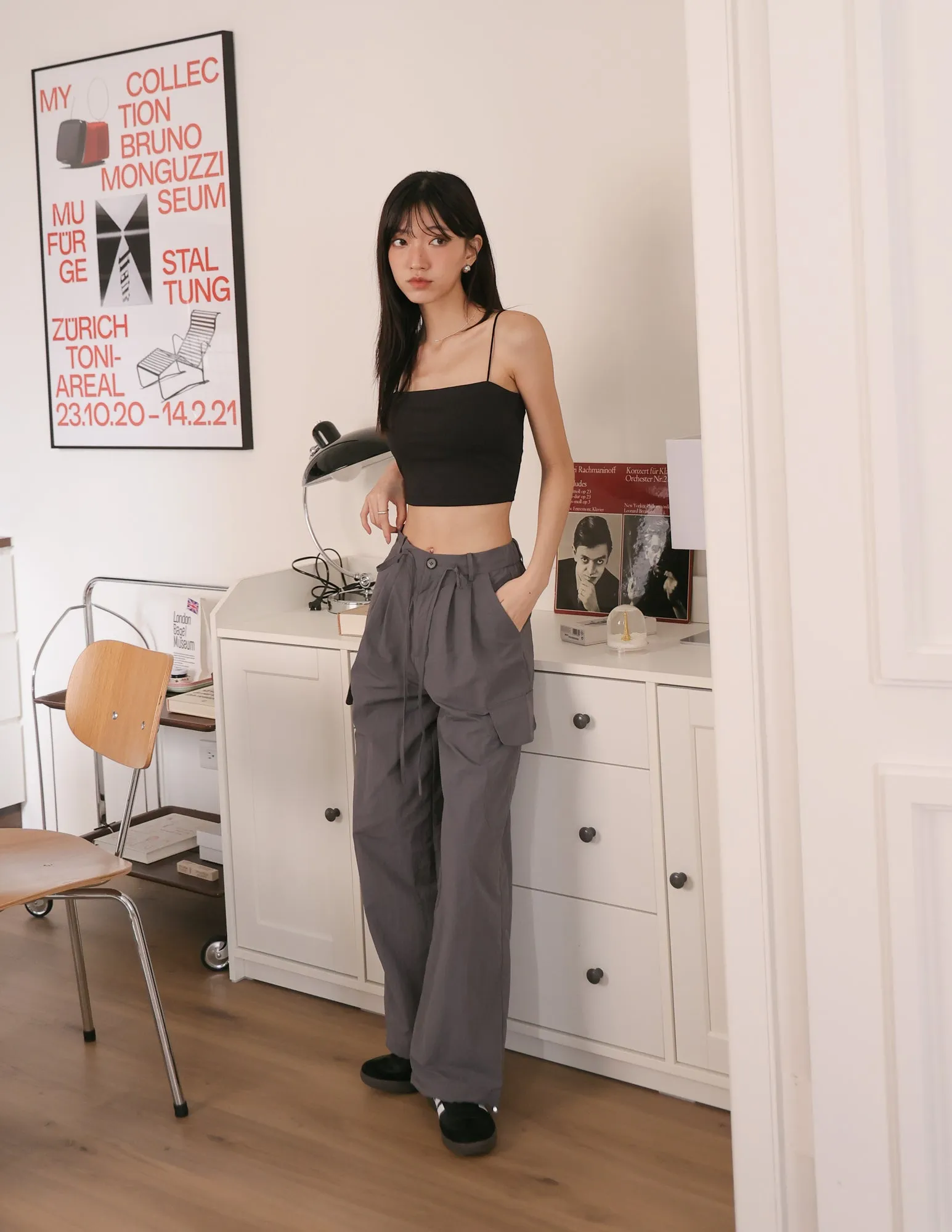 Alexa Cargo Pants in Dark Grey