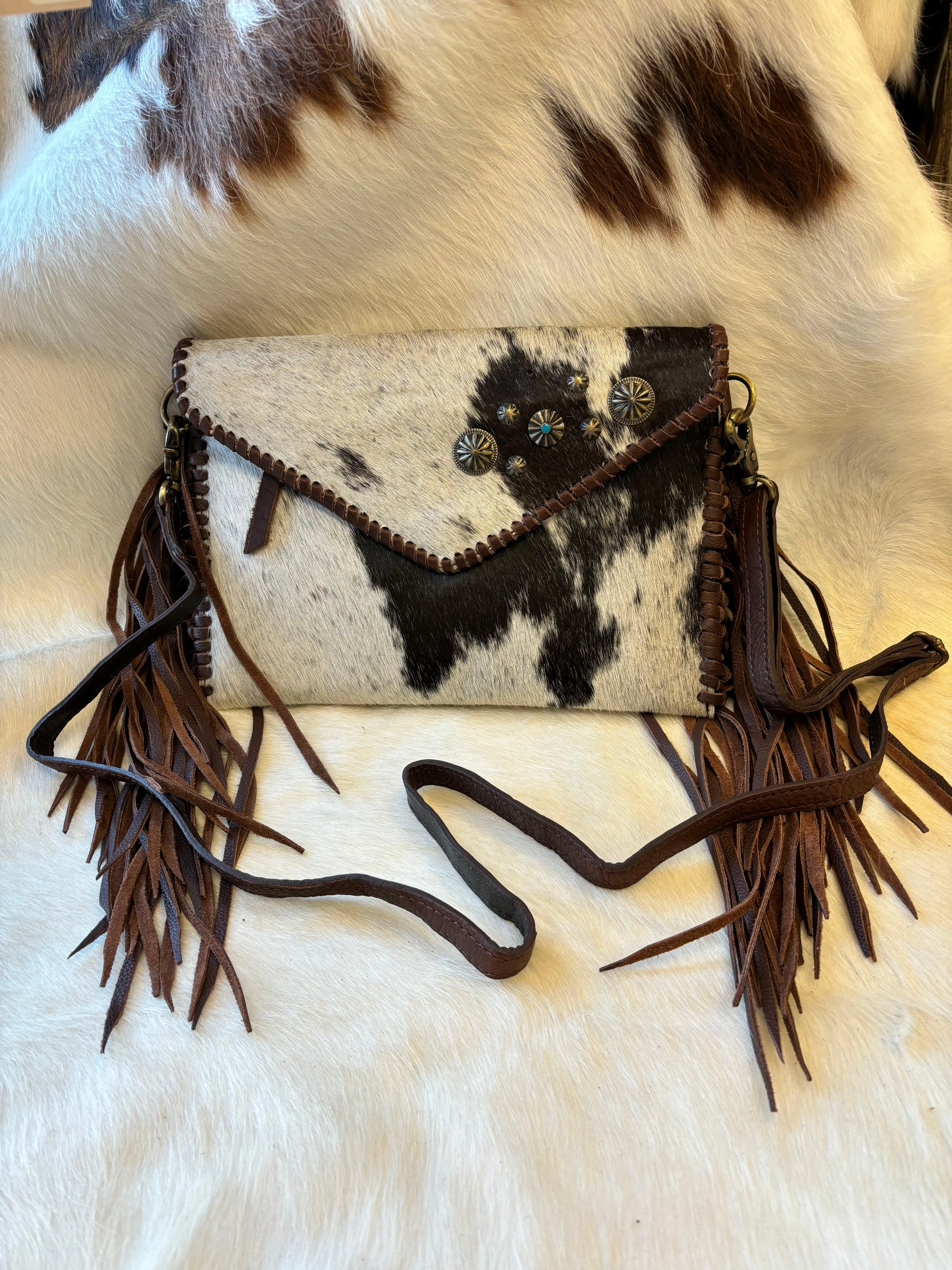 American Darling Hair On Cowhide Fringe Crossbody Purse ADBGA388