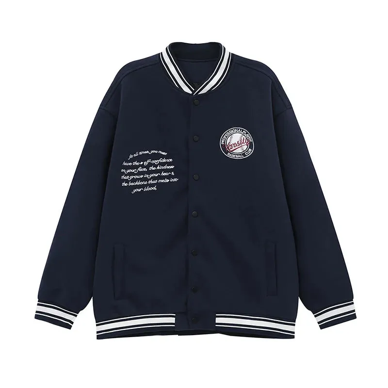 American Style Men's Jackets Casual Embroidery Three-dimensional Letter Tops Single Breasted Loose Male Coats Autumn 9C6887