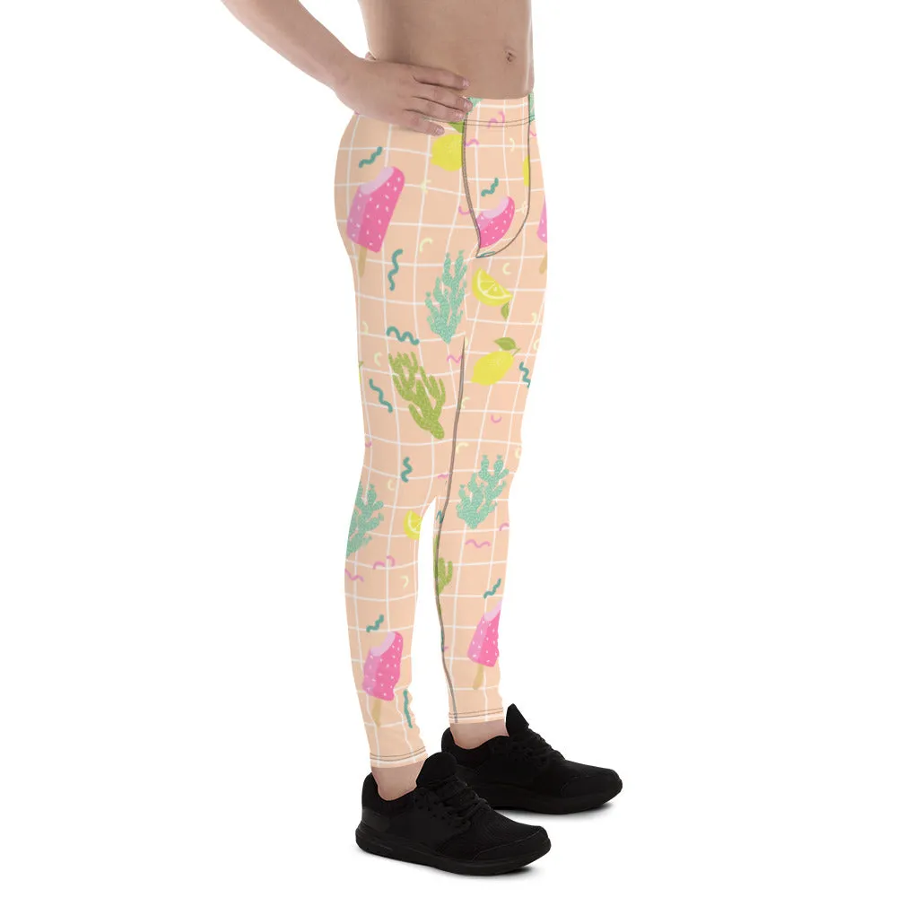 Arizona Lemon Cactus Meggings, Designer Men's Running Leggings Pants-Made in USA/MX/EU