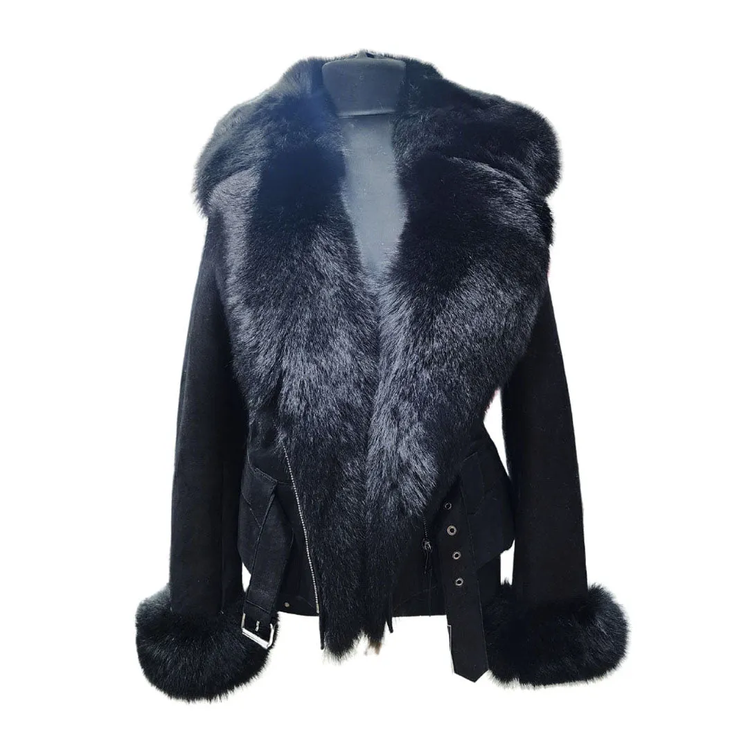 Azalea shearling jacket with large fox fur