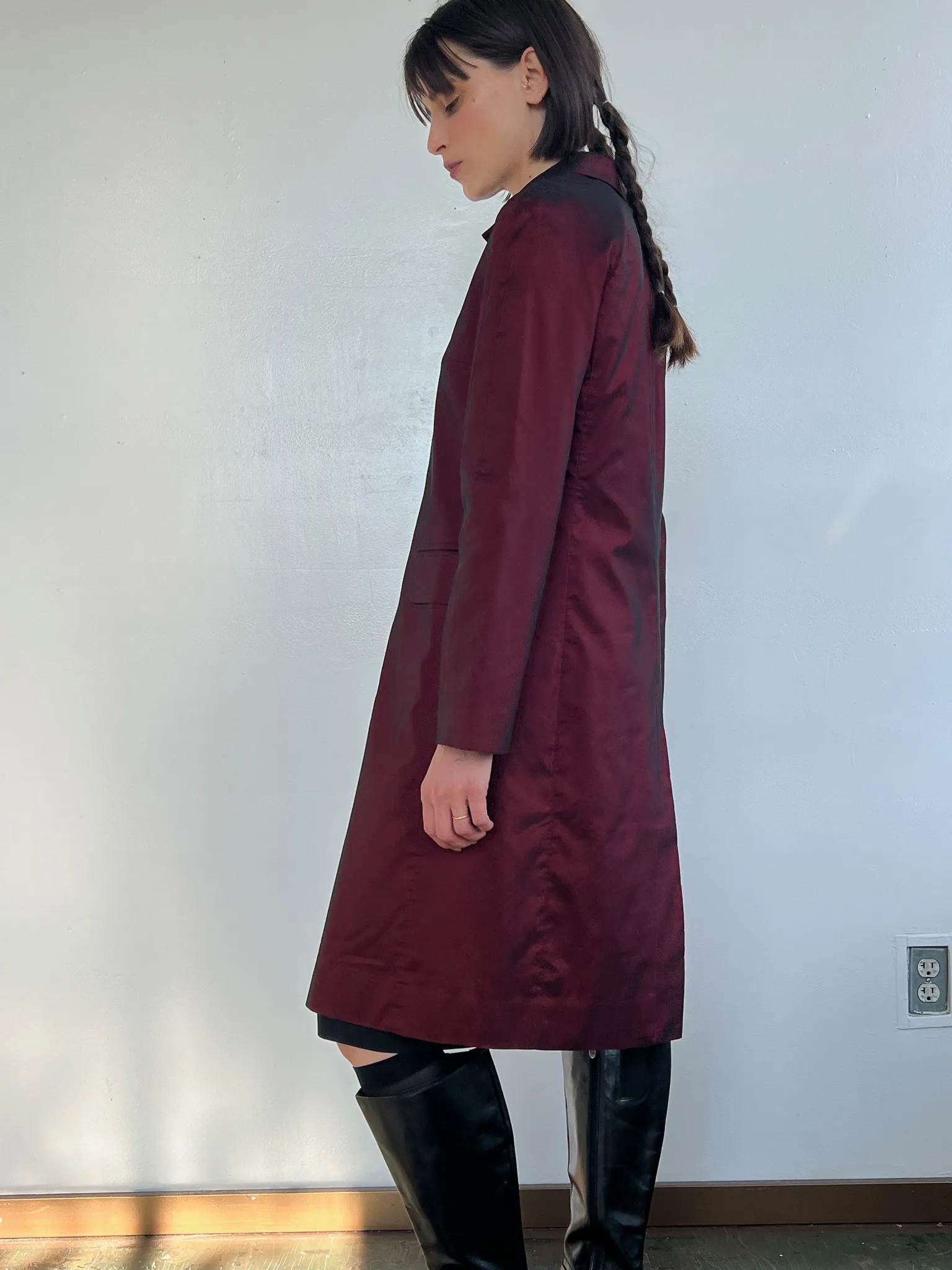 BCBG Crimson Sharkskin 90s Trench (XS)