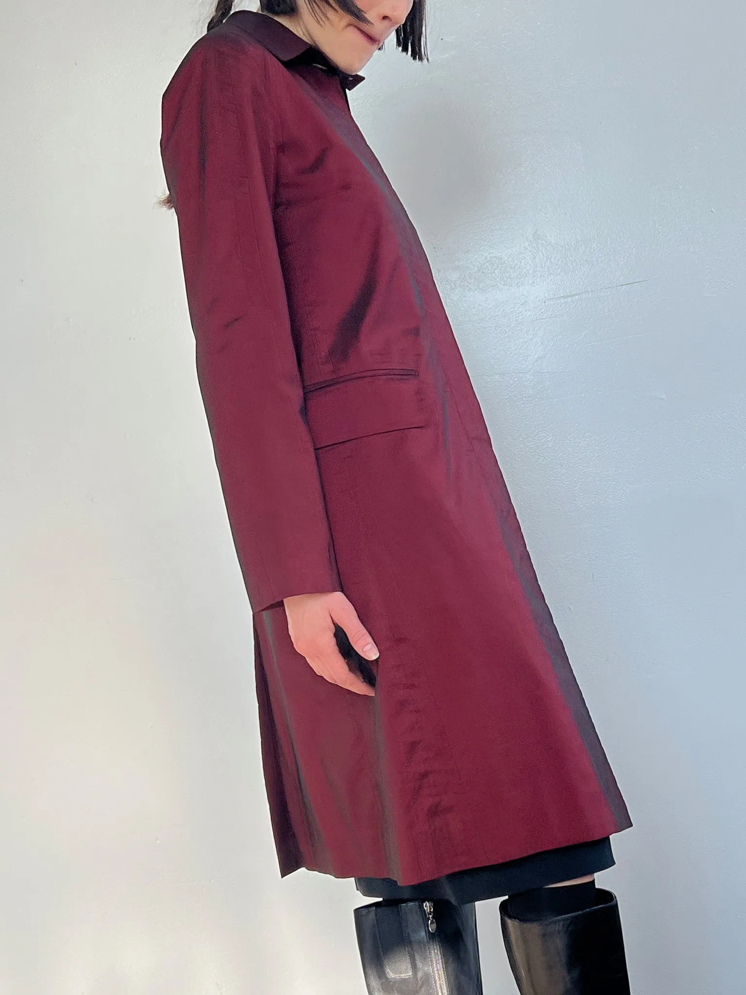 BCBG Crimson Sharkskin 90s Trench (XS)