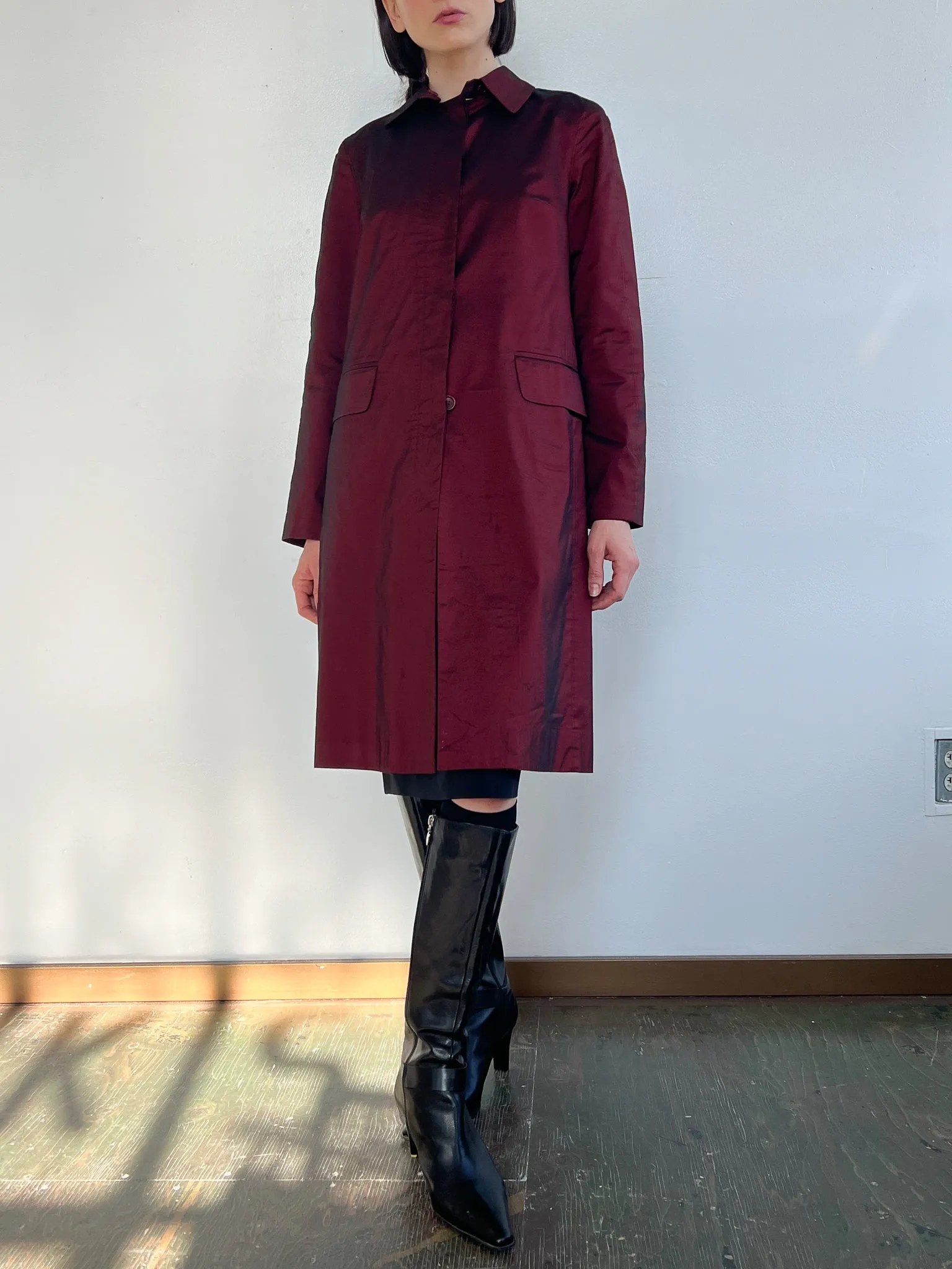 BCBG Crimson Sharkskin 90s Trench (XS)