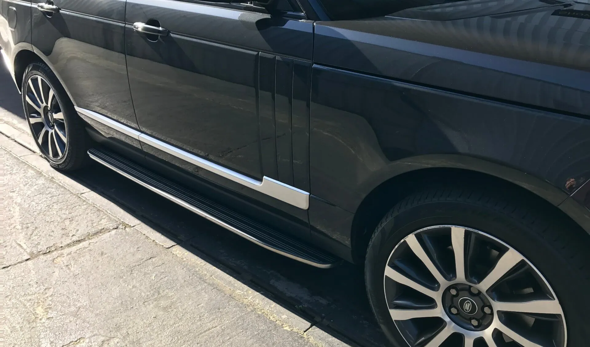 Black & Silver OE Style Side Steps Running Boards Range Rover Vogue 13-22 (L405)