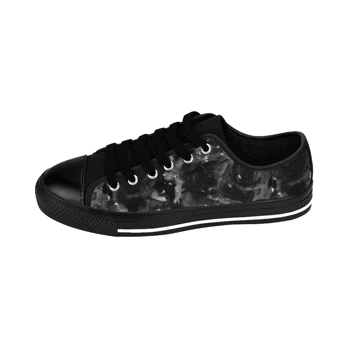 Black Rose Men's Low Tops, Floral Print Tattoos Style Men's Best Low Top Sneakers Running Shoes