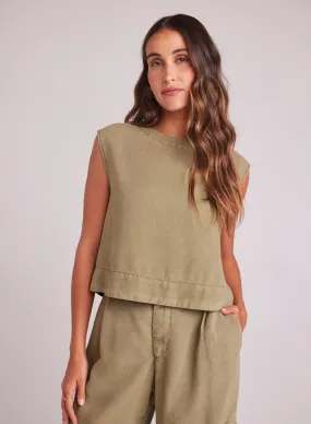 Boxy Button Back Top - French Olive