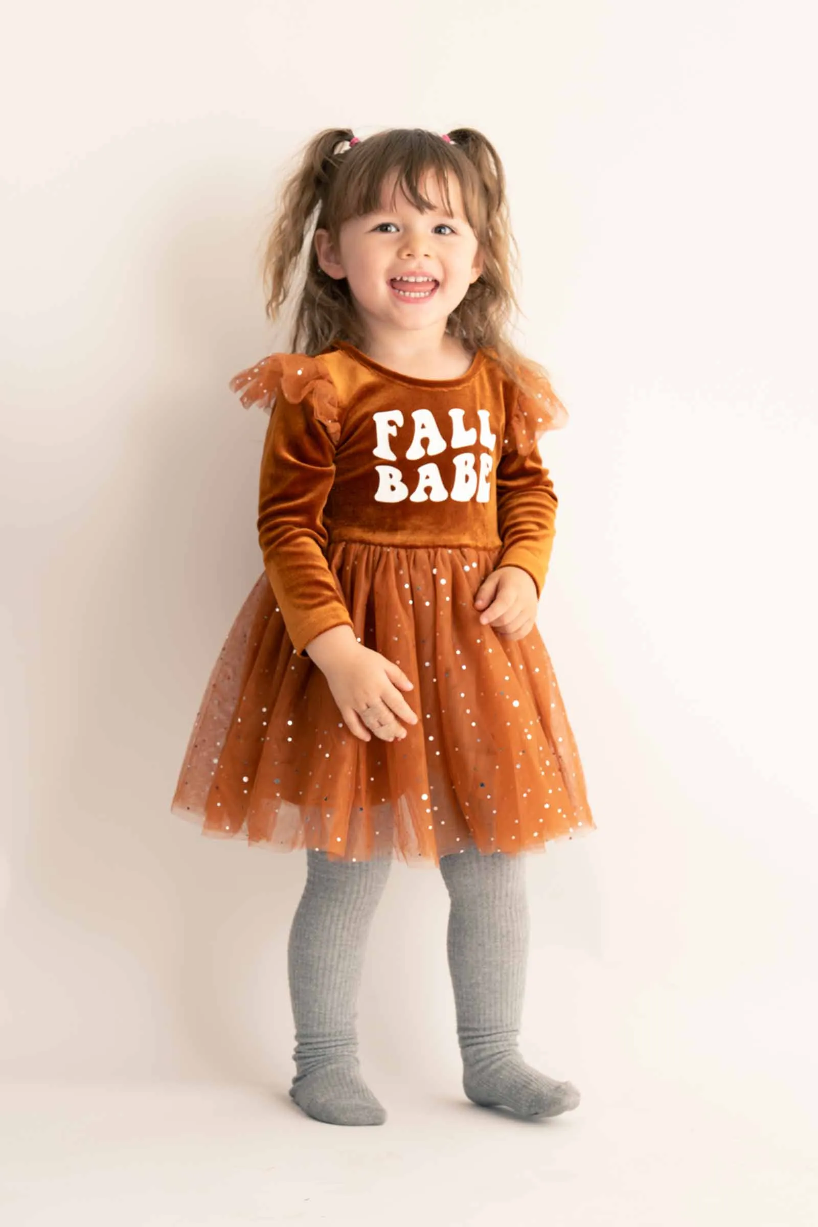 Brown "fall babe" girl dress