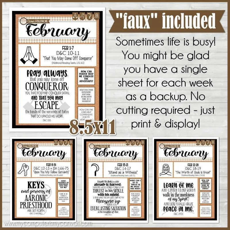 CFM D&C Family Bulletin Board Kit   FAUX Sheets {FEB 2021; neutrals} PRINTABLE