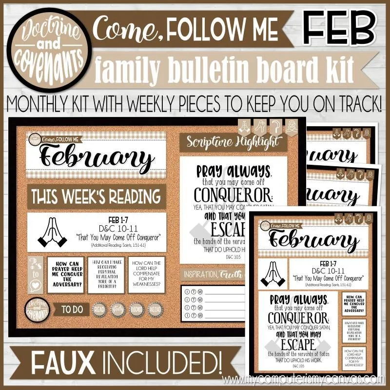 CFM D&C Family Bulletin Board Kit   FAUX Sheets {FEB 2021; neutrals} PRINTABLE