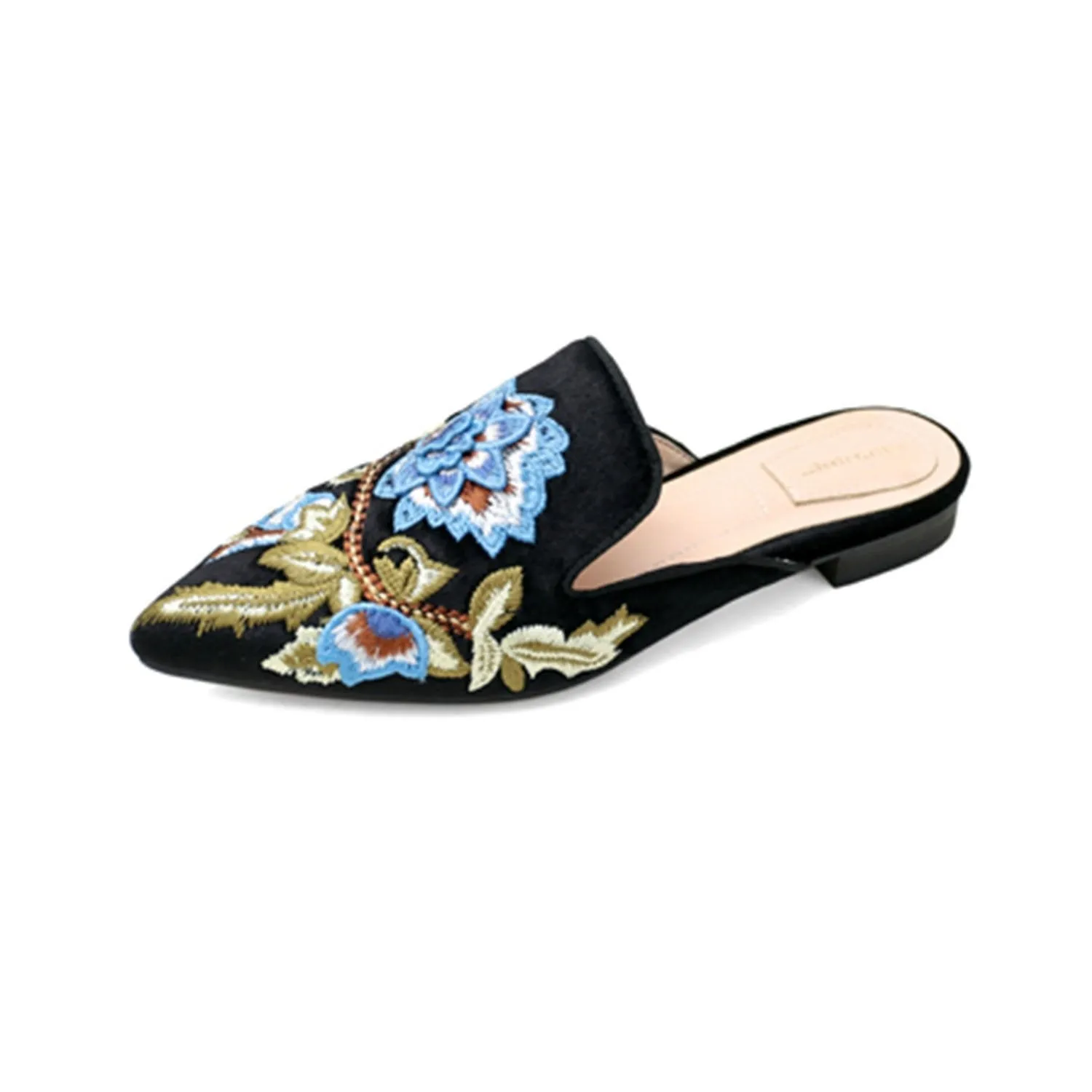 (Clean Up - US 7) Embroidery Mule Flats