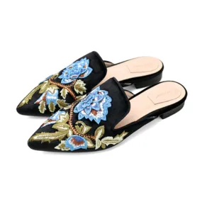 (Clean Up - US 7) Embroidery Mule Flats