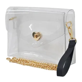 Clear Heart Locket Stadium Clutch/Crossbody