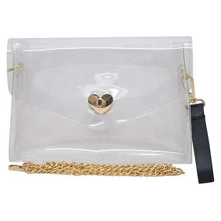 Clear Heart Locket Stadium Clutch/Crossbody