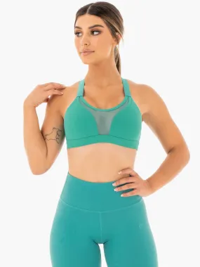 Collide Mesh Contour Sports Bra - Turquoise