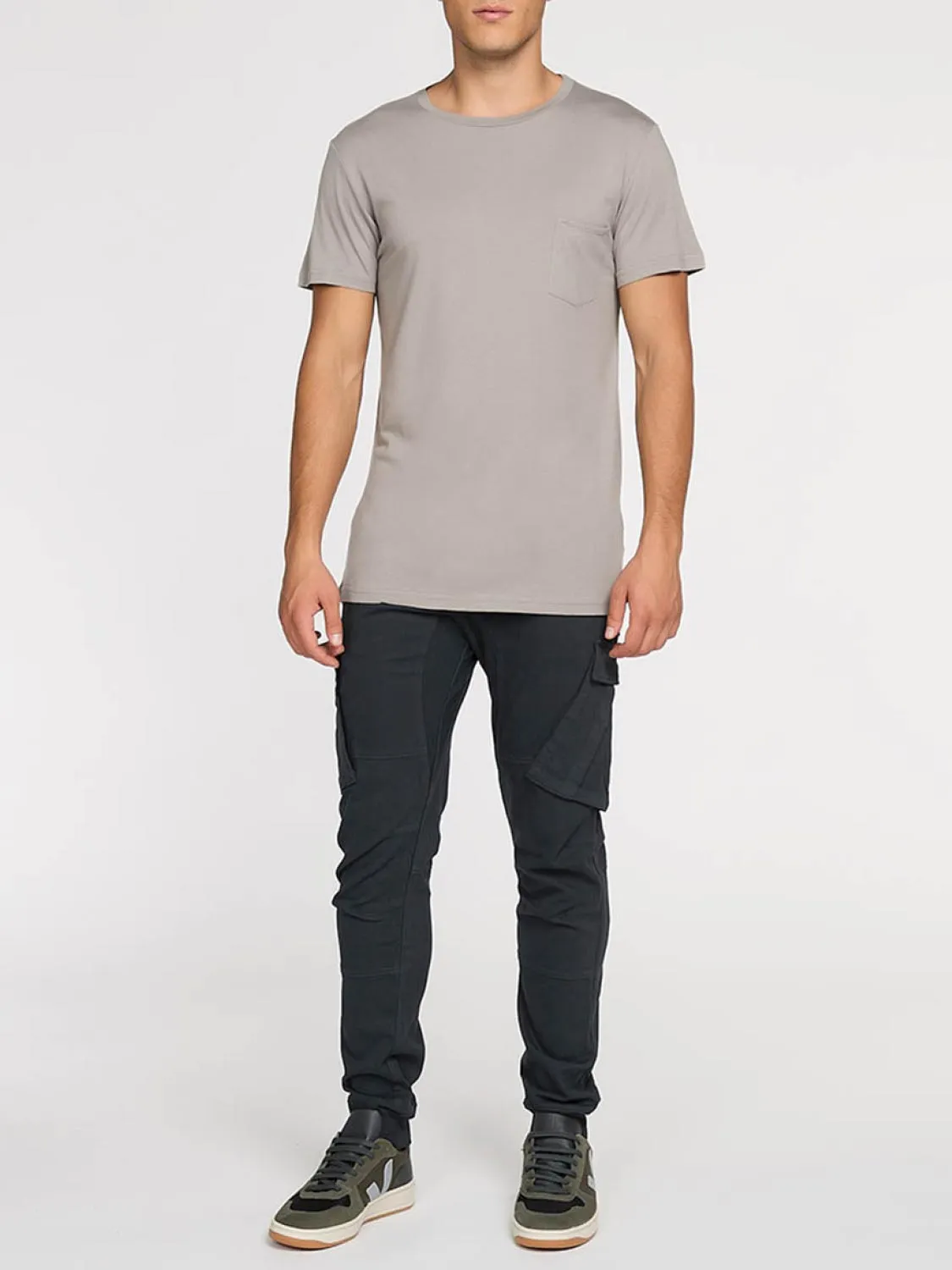 Crew Neck Modal-Blend Pocket T-shirt Moonrock