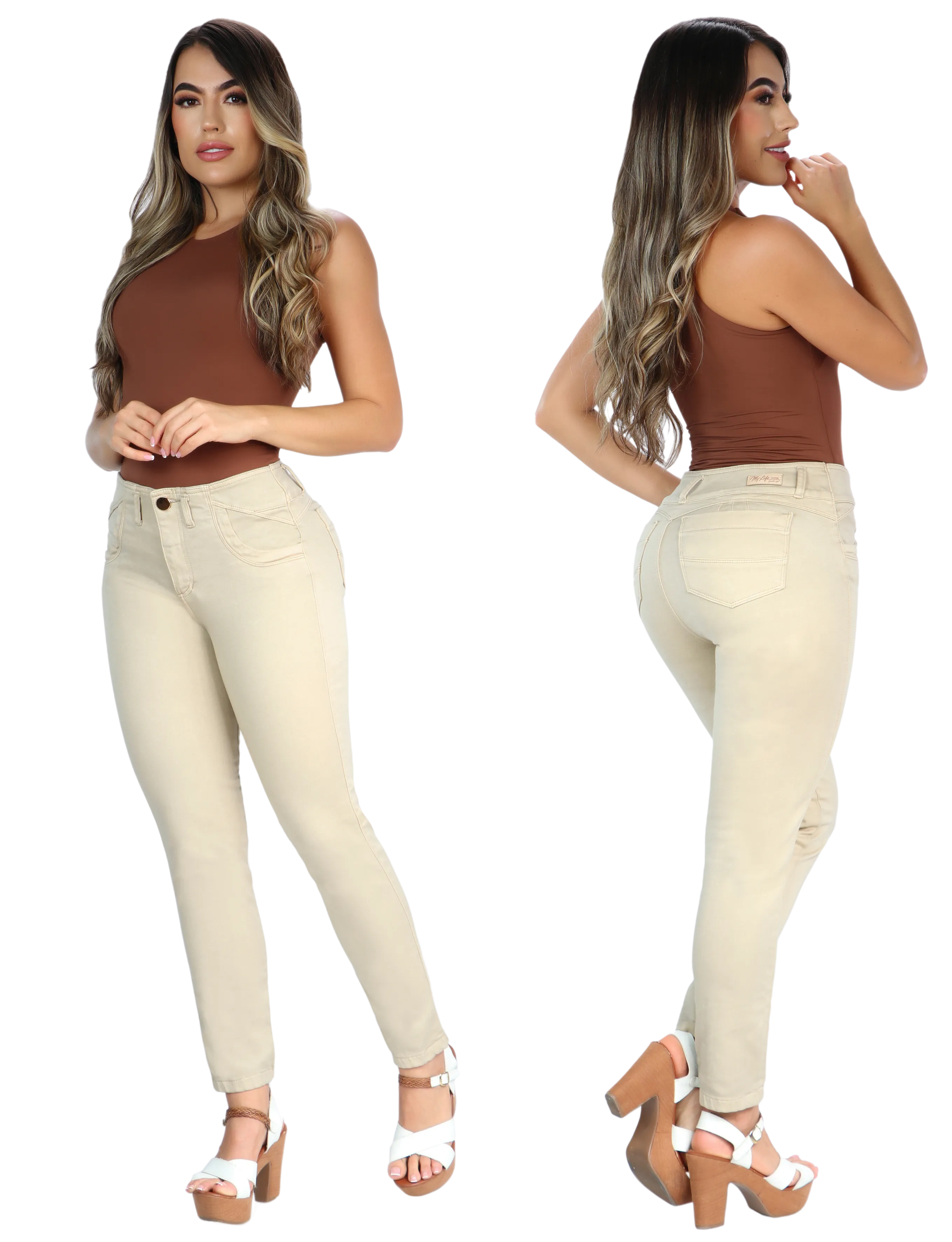 DM Shapewear - 7731 Beige Push up Jeans