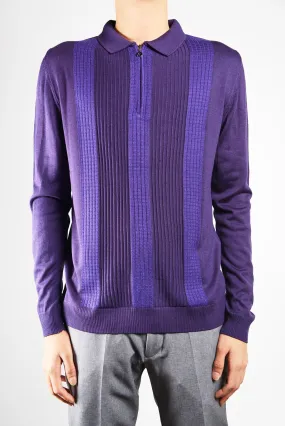 DT 1/4 Zip Lux Vertical Stripe Polo Ls