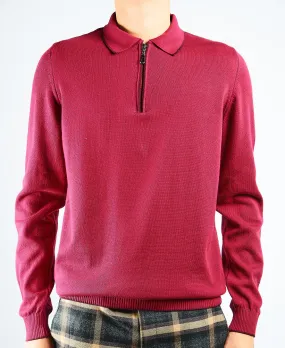 DT Tipped 1/4 Zip Polo Ls