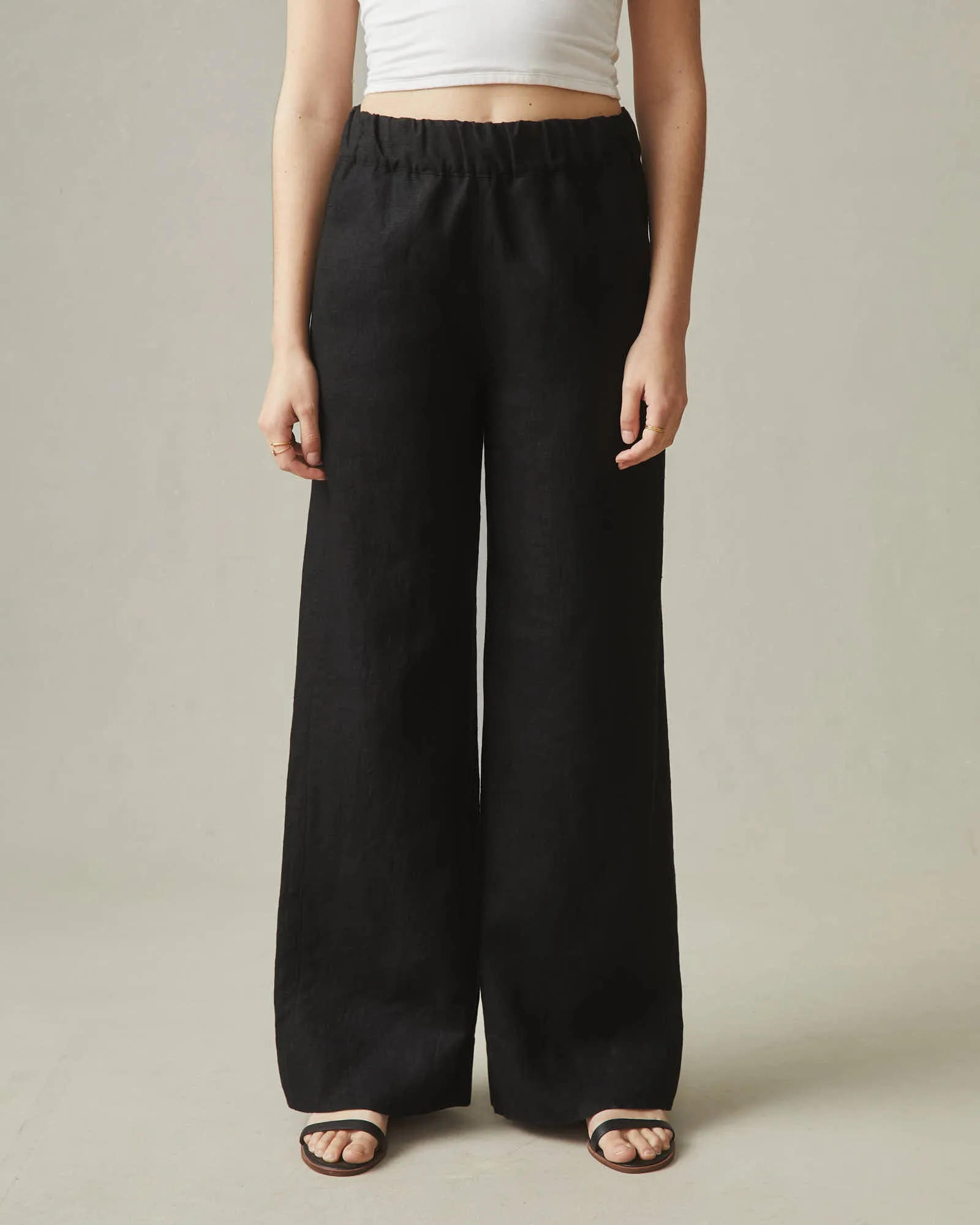 Easy Linen Wide Leg Pant - Meteorite