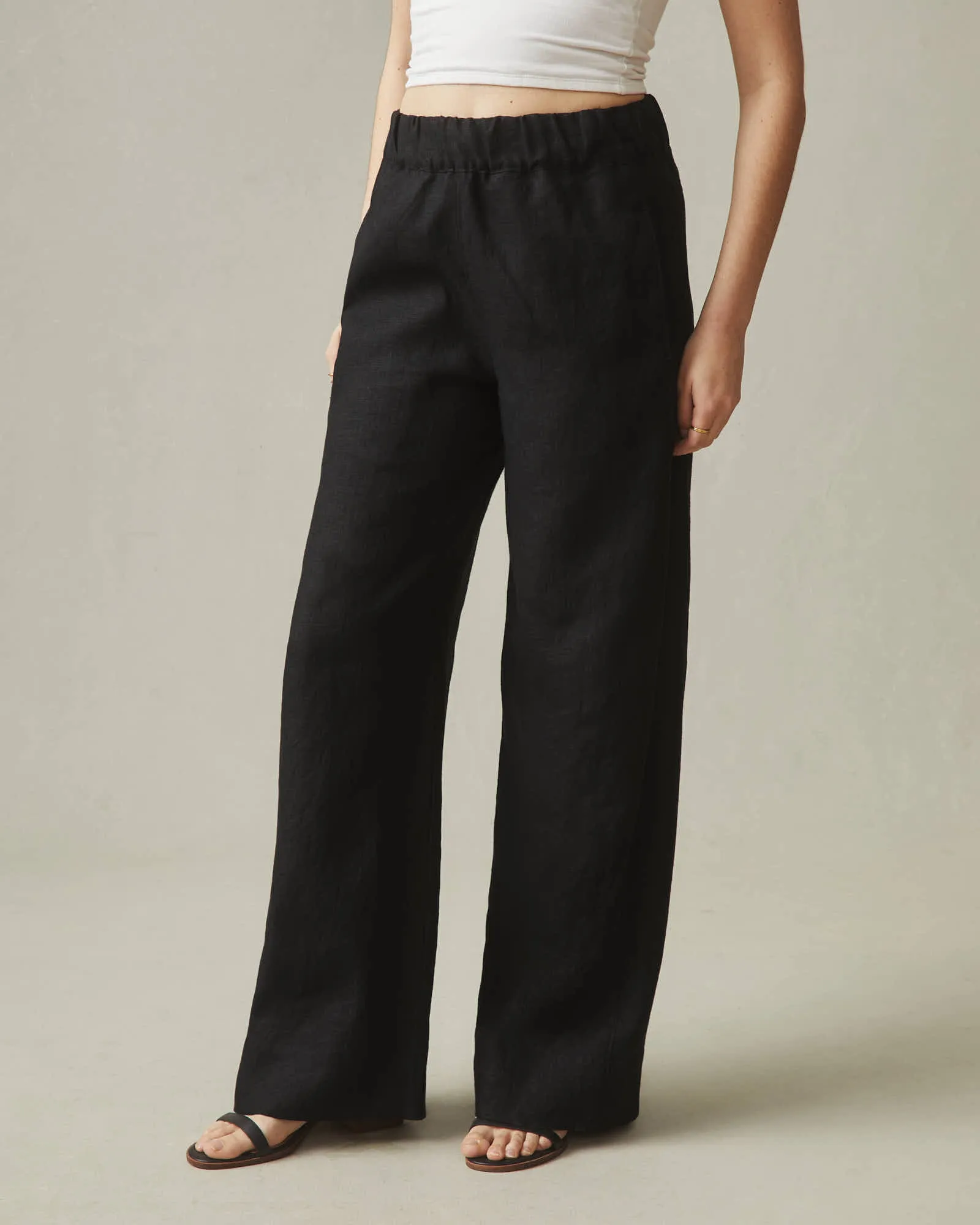 Easy Linen Wide Leg Pant - Meteorite