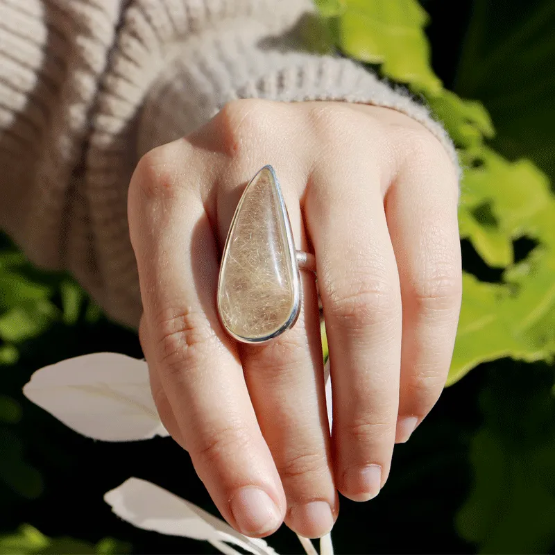 Eesha Rutilated Quartz Teardrop Ring