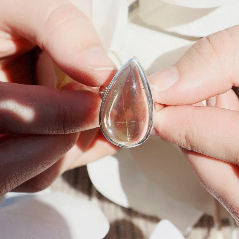 Eesha Rutilated Quartz Teardrop Ring