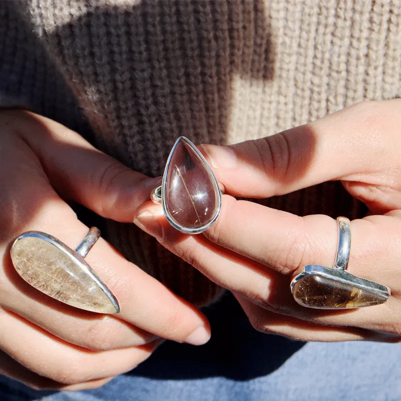 Eesha Rutilated Quartz Teardrop Ring