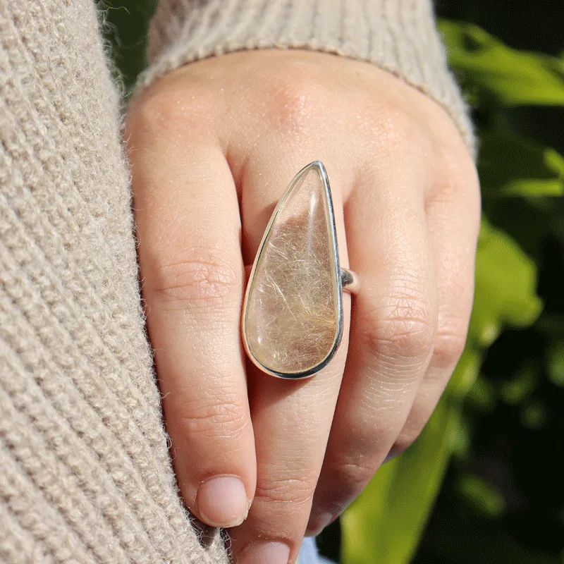 Eesha Rutilated Quartz Teardrop Ring