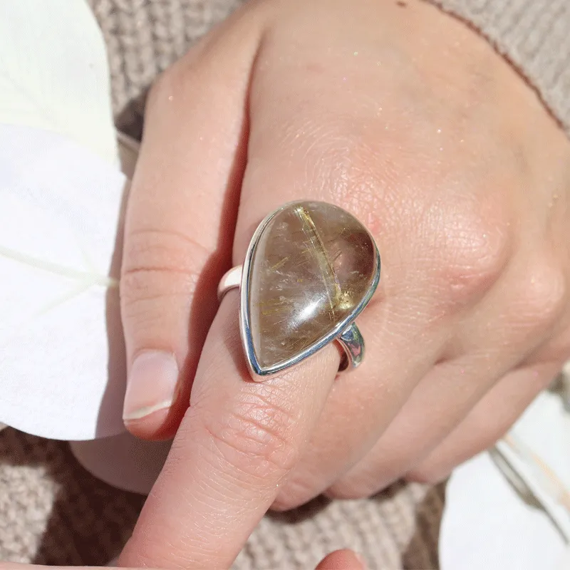 Eesha Rutilated Quartz Teardrop Ring