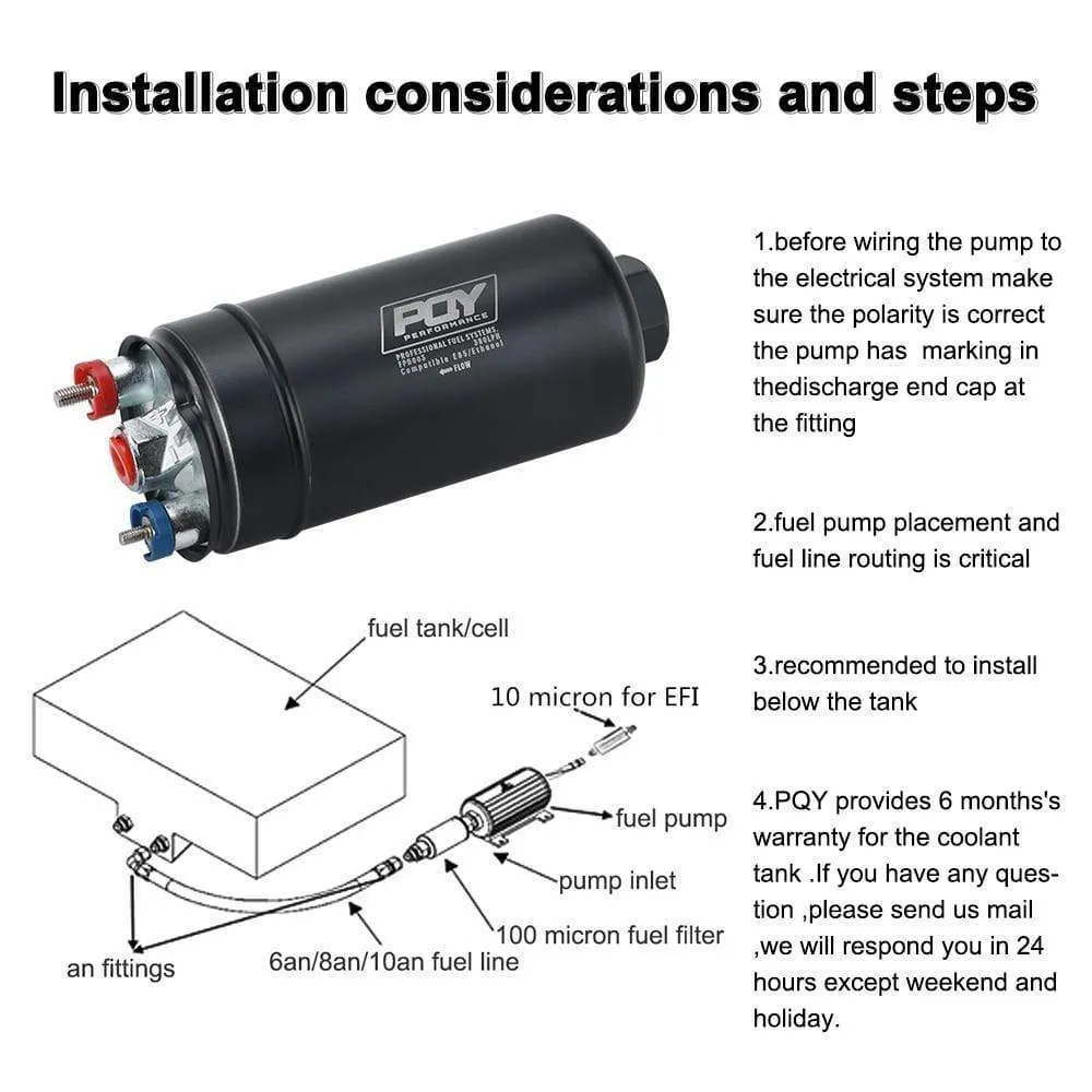 EFI 380LH 1000HP Top Quality External Fuel Pump E85 Compatible 044 Style New With PQY Box JR-FPB003-QY