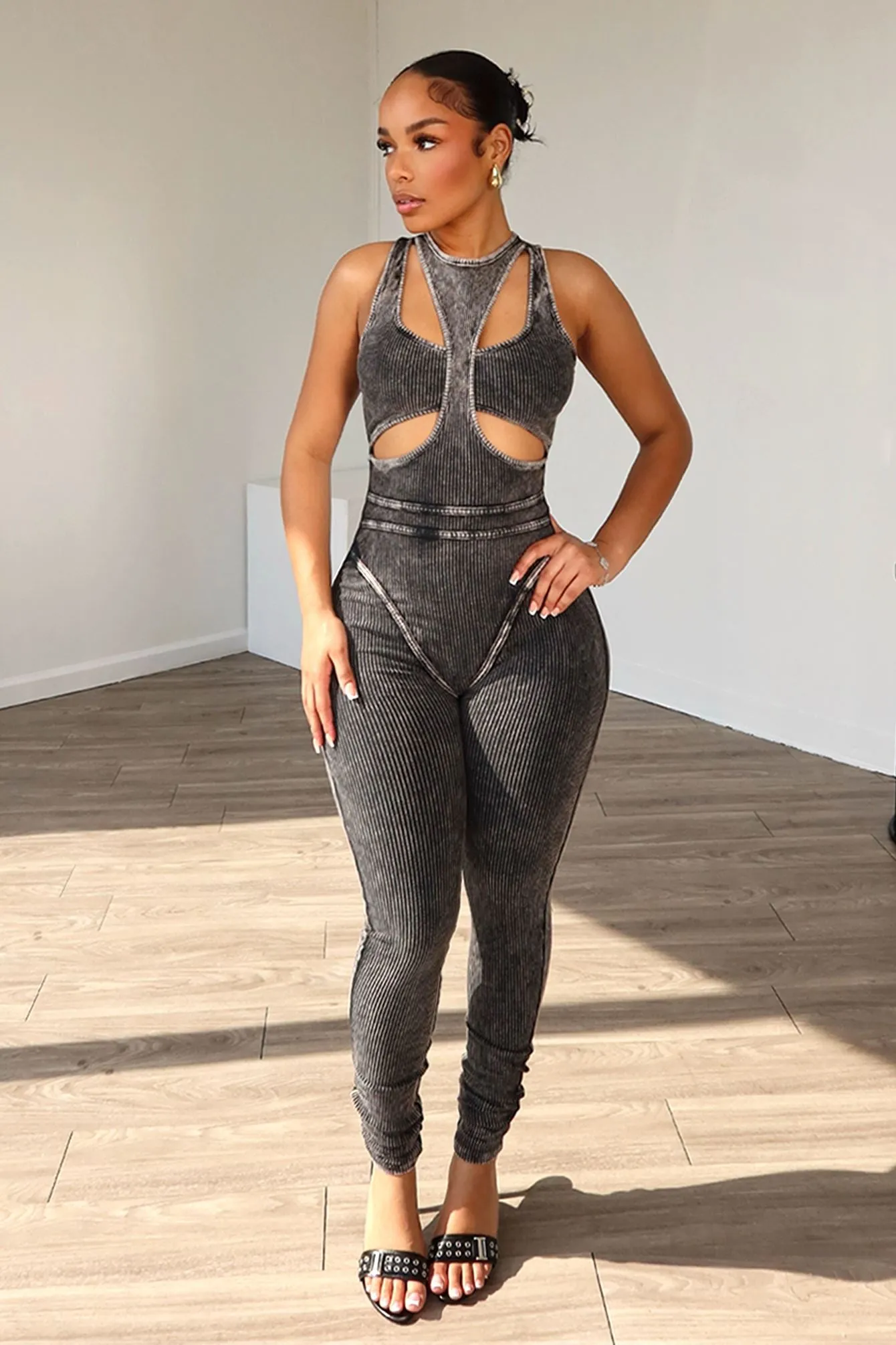 Ember Mineral Washed Cutout Jumpsuit