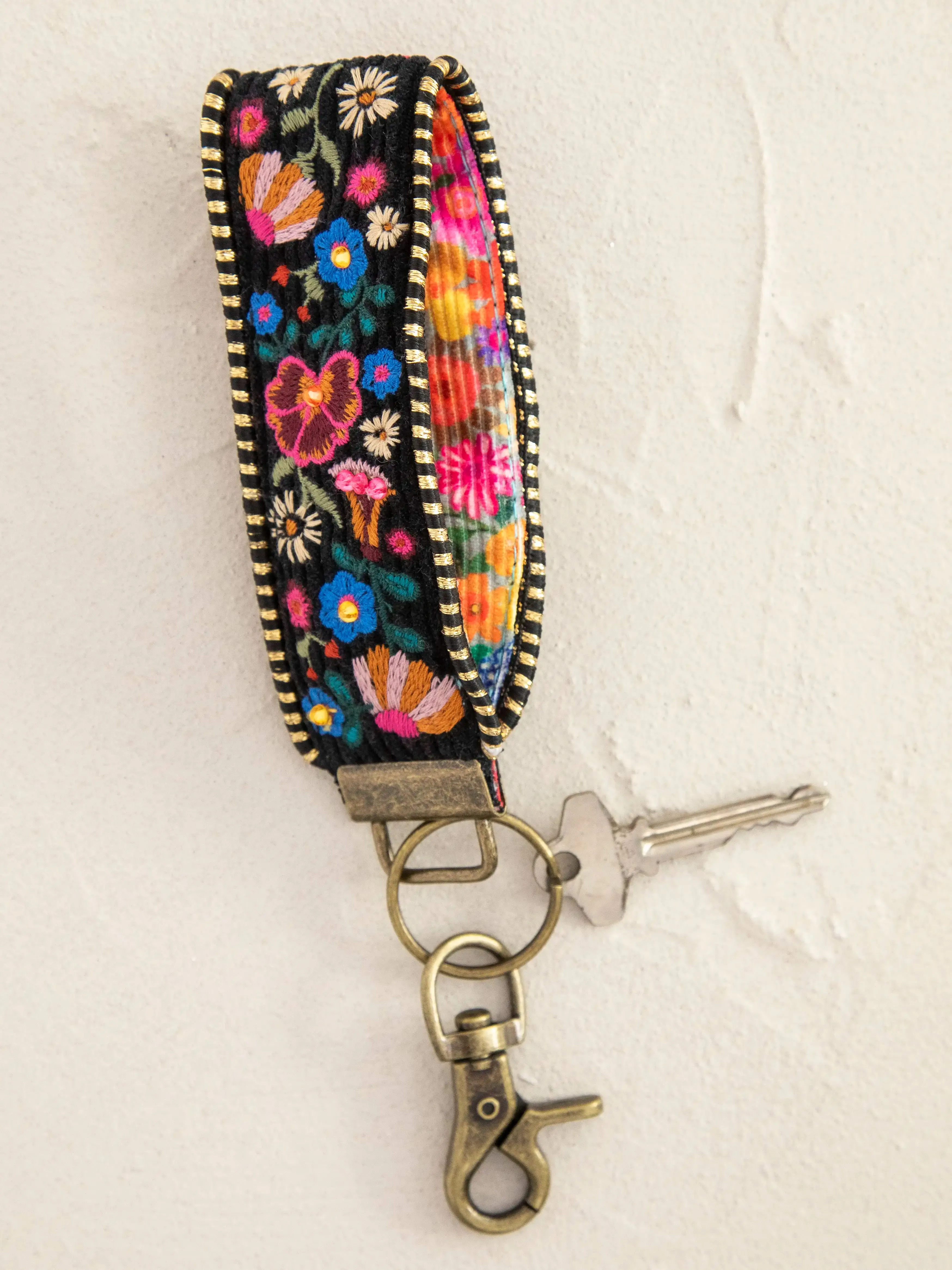 Embroidered Key Chain - Black