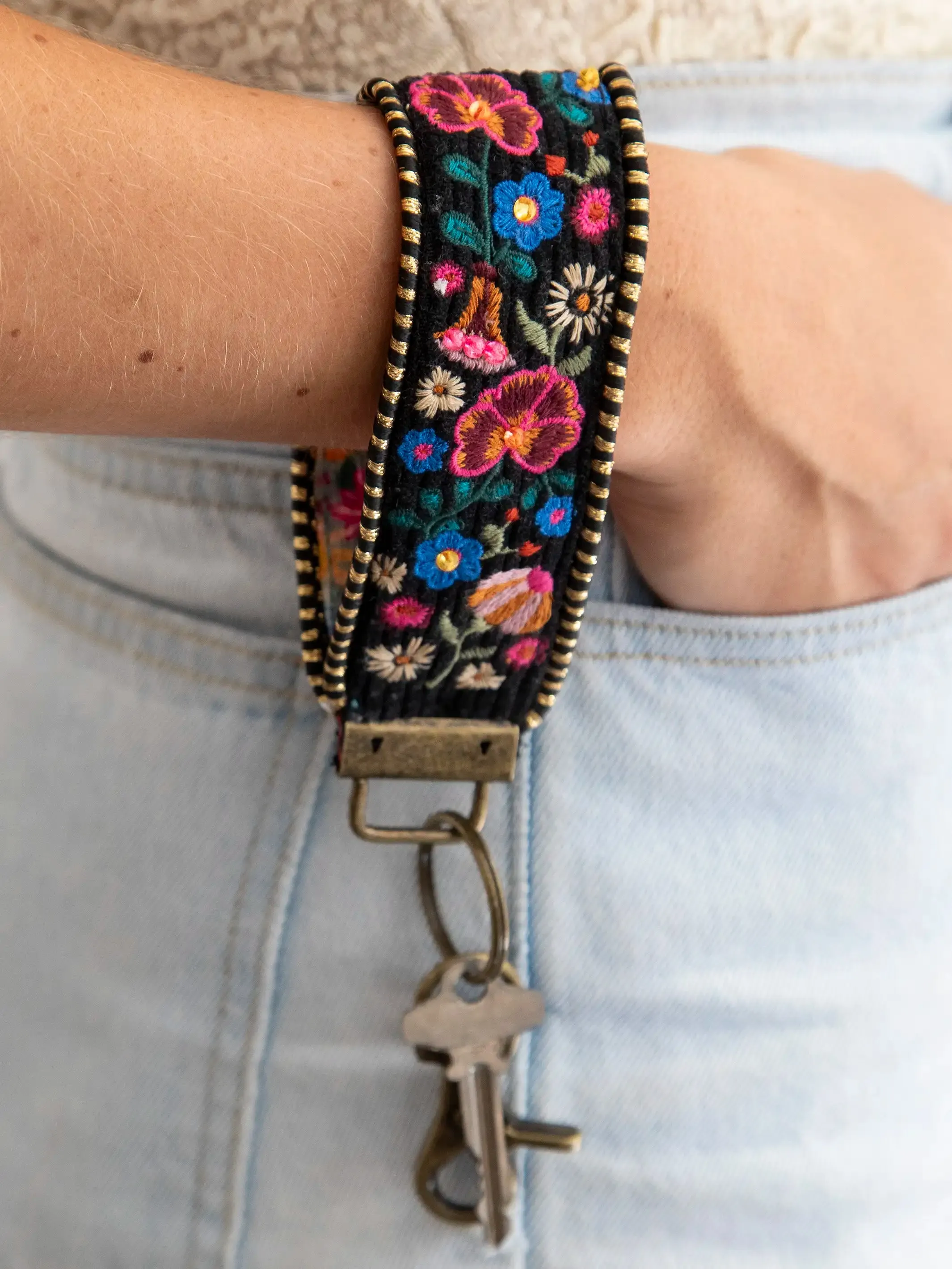 Embroidered Key Chain - Black