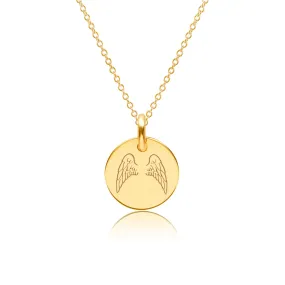 Gold Engravable Angel Wings Necklace