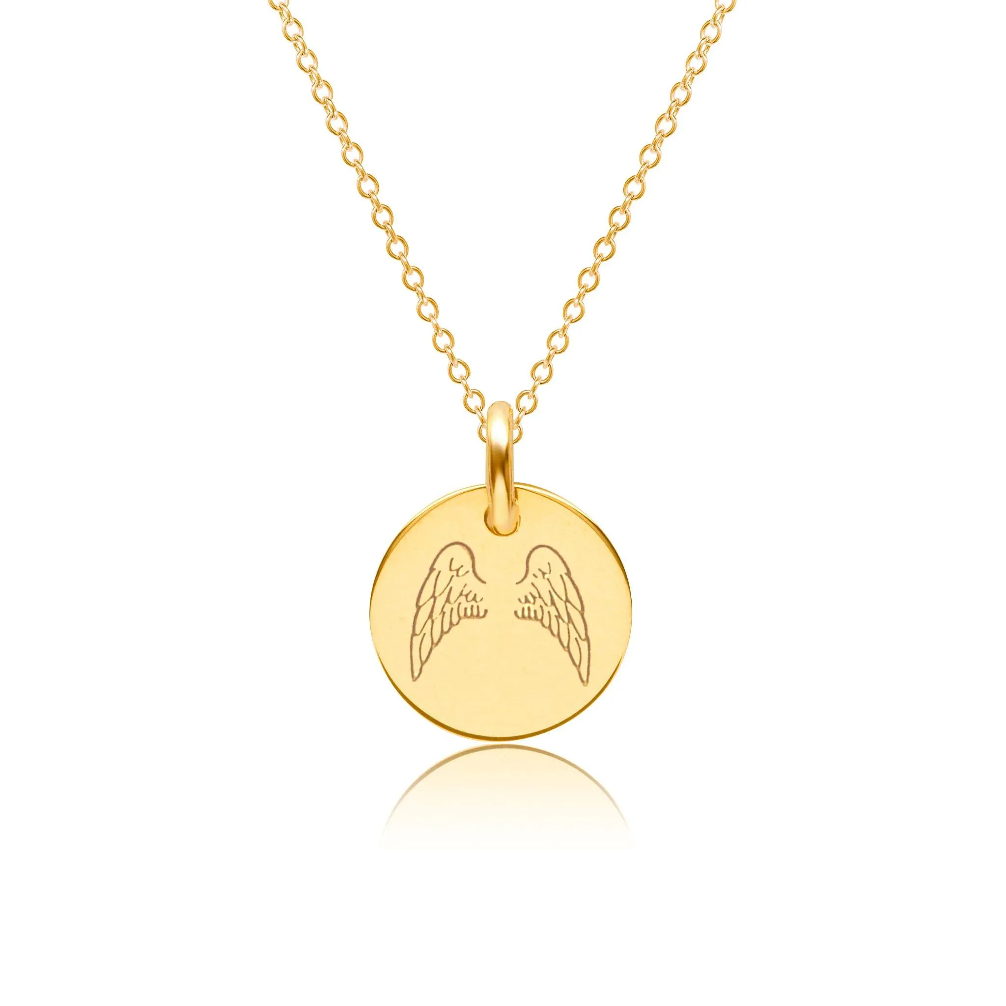 Gold Engravable Angel Wings Necklace