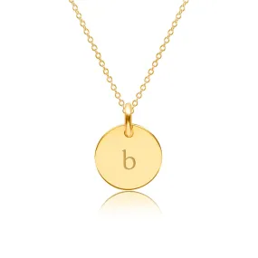 Gold Initial Circle Necklace - Lowercase